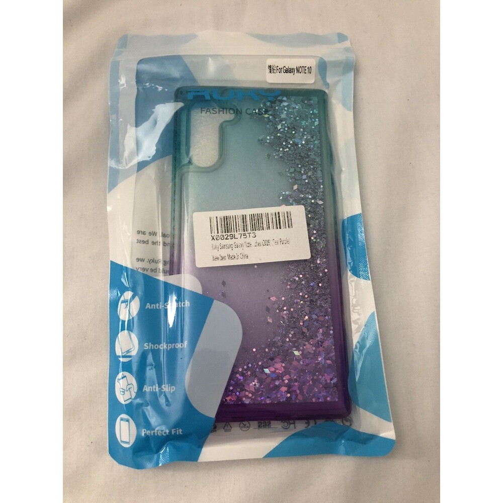Ruky Samsung Galaxy Note 10 Silicone Phone Case Glitter Teal Purple
